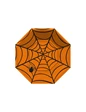 Needion - Cadılar Bayramı Örümcek Ağı Temalı Tabak Sekizgen 23 CM (8 Adet) Turuncu