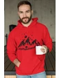 Needion - Camping Kırmızı Erkek Kapşonlu Sweatshirt - Hoodie XS