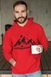 Needion - Camping Kırmızı Erkek Kapşonlu Sweatshirt - Hoodie XXXL