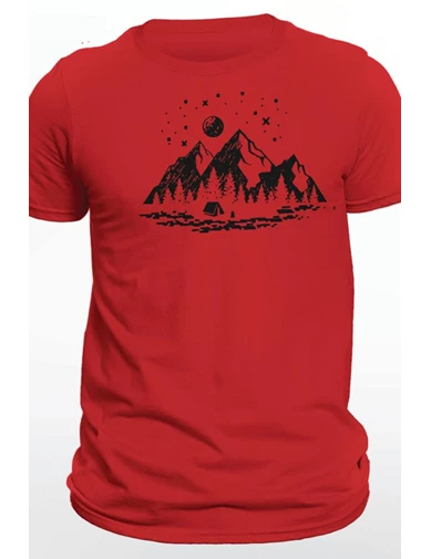 Needion - Camping Kırmızı Outdoor Erkek Tshirt - Tişört