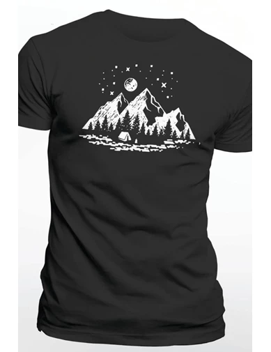 Needion - Camping Siyah Outdoor Erkek Tshirt - Tişört
