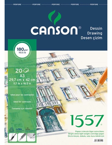 Needion - CANSON 1557 RESİM VE ÇİZİM BLOK 180GR A3 20YP