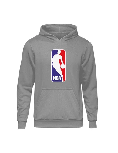 Needion - Casual NBA Logo Gri Kapşonlu Hoodie Unisex