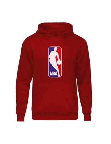 Needion - Casual NBA Logo Kırmızı Kapşonlu Hoodie Unisex
