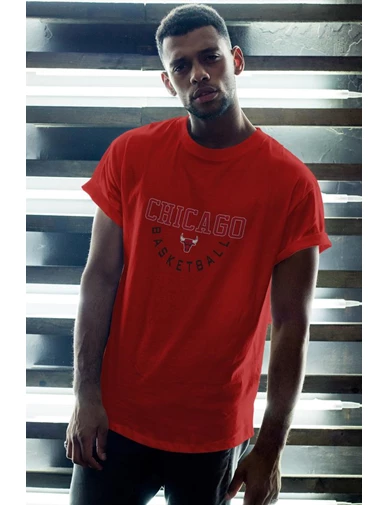 Needion - Chicago Bulls 36 Kırmızı Erkek Oversize Tshirt - Tişört