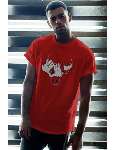 Needion - Chicago Bulls 38 Kırmızı Erkek Oversize Tshirt - Tişört