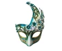 Needion - Çiçekli Orjinal Masquerade Harem Maskesi El İşlemeli Mavi Renk