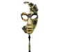 Needion - Çiçekli Orjinal Masquerade Sopalı Venedik Maskesi El İşlemeli Siyah Renk