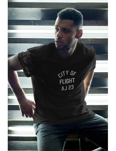 Needion - City Of Flight Siyah Erkek Oversize Tshirt - Tişört