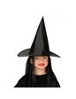 Needion - Çocuk Boy Siyah Cadı Şapkası Ve Uzun Siyah Cadı Peruğu