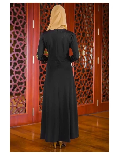 Needion - Dantel Detaylı Tesettür Abiye Elbise 20039 Siyah