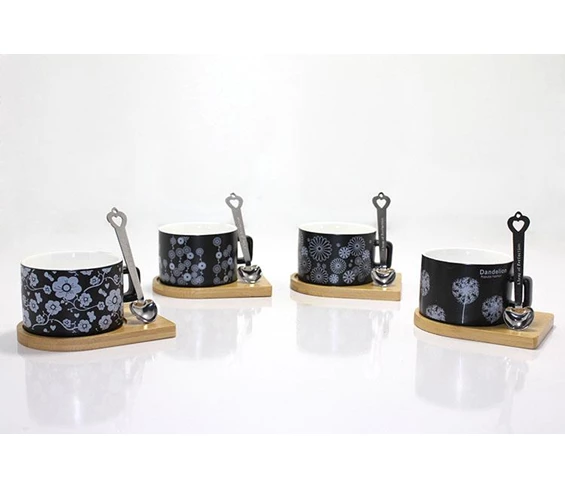 Needion - Desenli Mıknatıs Kaşıklı Kahve Fincanı Dekoratif Hediyelik