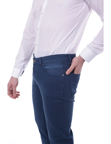 Needion - Diandor Pamuklu Slim Fit Erkek Pantolon İndigo/Indigo 1823000