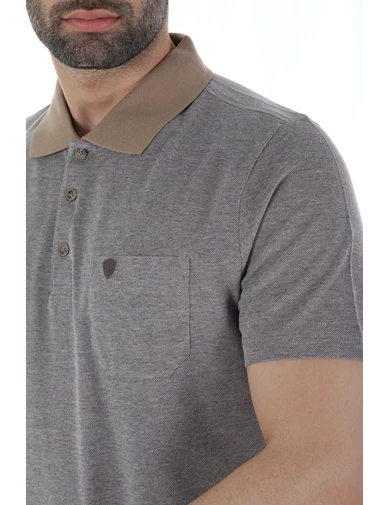 Needion - Diandor Polo Yaka Erkek T-Shirt Gri Bej 1917400