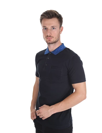 Needion - Diandor Polo Yaka Erkek T-Shirt Gri-lacivet 2117300