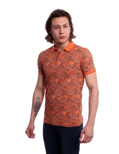 Needion - Diandor Polo Yaka Erkek T-Shirt Oranj/Orange 1917053