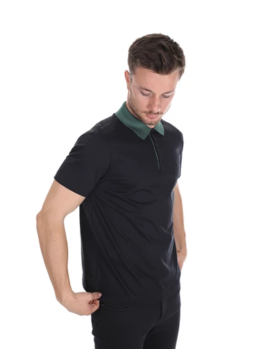 Needion - Diandor Polo Yaka Erkek T-Shirt Siyah-Yeşil/Black-Green 2117200