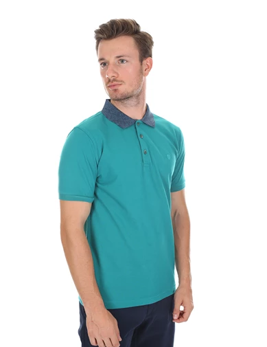 Needion - Diandor Polo Yaka Erkek T-Shirt Su Yeşili - Melanj 2117200