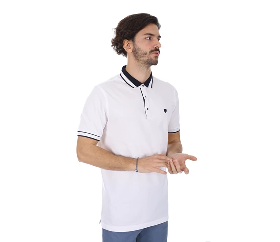 Needion - Diandor Slim Fit Polo Yaka Erkek T-Shirt Beyaz/White 2017011