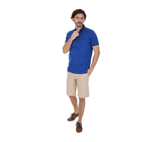 Needion - Diandor Slim Fit Polo Yaka Erkek T-Shirt Sax/Royalblue 2017011