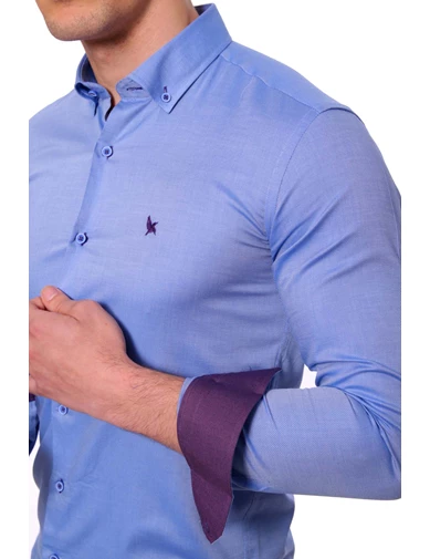 Needion - Diandor Uzun Kollu Erkek Gömlek Koyu Mavi 1912018