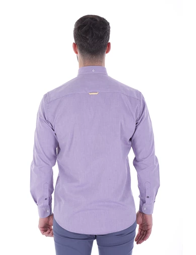 Needion - Diandor Uzun Kollu Erkek Gömlek Mor/Purple 1912007