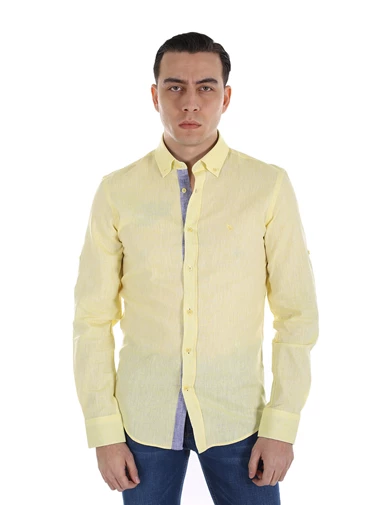 Needion - Diandor Uzun Kollu Erkek Gömlek Sarı/Yellow 1812087