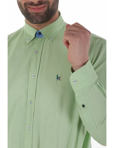 Needion - Diandor Uzun Kollu Erkek Gömlek Yeşil/Green 1912007