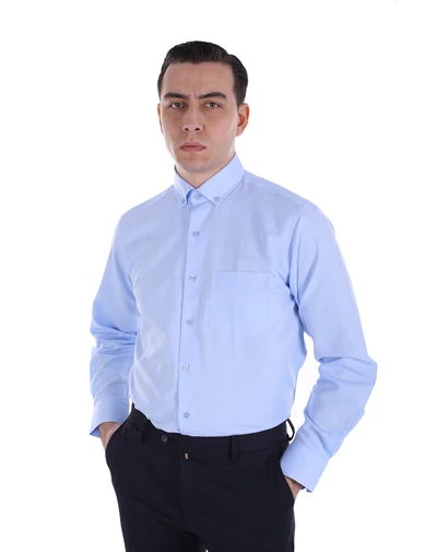 Needion - Diandor Uzun Kollu Klasik Erkek Gömlek Bej-Ekru 2012023