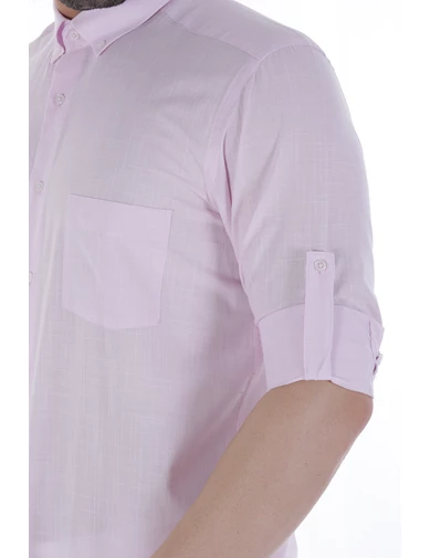 Needion - Diandor Uzun Kollu Rahat Kalıp Erkek Gömlek Pembe/Pink 1812013