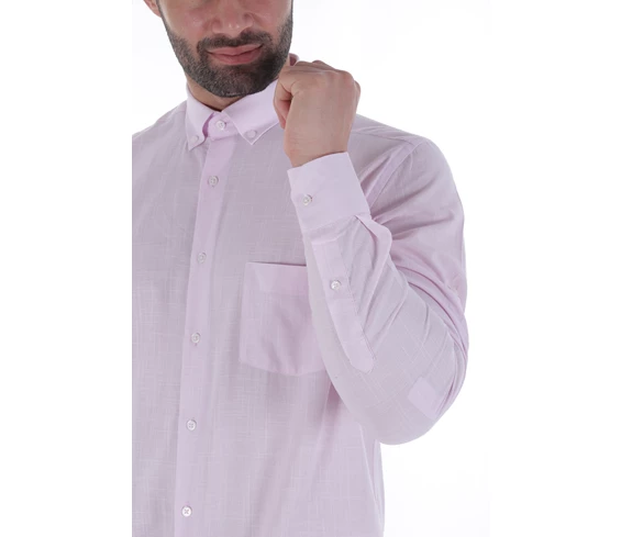 Needion - Diandor Uzun Kollu Rahat Kalıp Erkek Gömlek Pembe/Pink 1812013