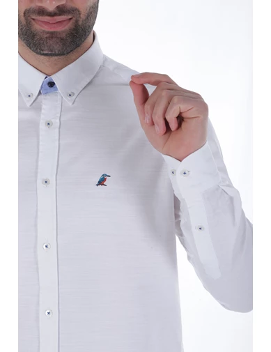 Needion - Diandor Uzun Kollu Regular Fit Erkek Gömlek Beyaz/White 1822014