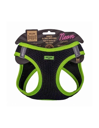 Needion - Doggie Havalı Dokuma Neon Serisi Küçük Irk Göğüs Tasması M Beden Sarı 38-44 Cm