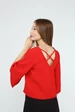 Needion - DRR Moda Sırt Dekolteli Yetim Kol Bluz Kırmızı XL