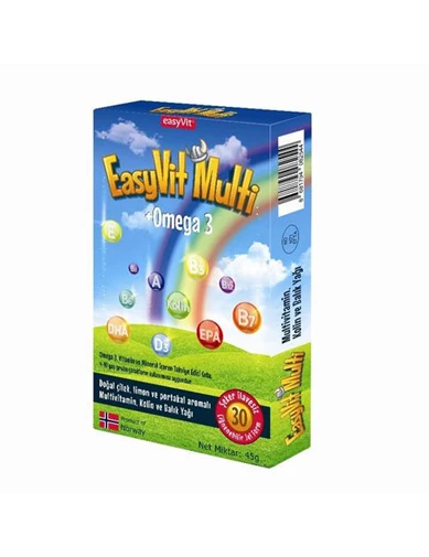 Needion - Easyvit Multi Omega 3 + Multivitamin 30 Çiğnenebilir Jel Tablet