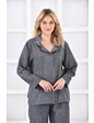 Needion - Ecocotton Helen Kadın Pijama Takımı %100 Organik Pamuk Keten Karışımlı Antrasit Antrasit S