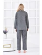 Needion - Ecocotton Helen Kadın Pijama Takımı %100 Organik Pamuk Keten Karışımlı Antrasit Antrasit S