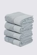 Needion - Ecocotton Pure Cotton 4'lü El Yüz Havlusu %100 Organik Pamuk Bez Bordürlü Nakışlı Mavi 50x76 Cm Mavi 50x76