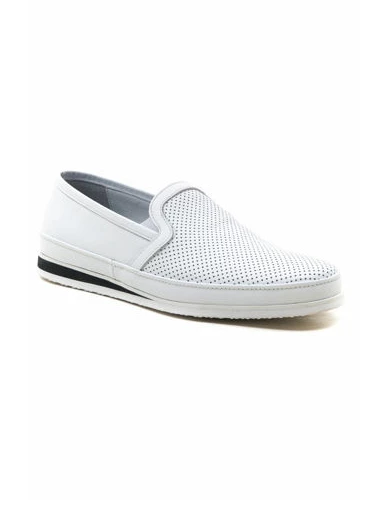 Needion - Erkek Deri Beyaz Günlük Ayakkabı BEYAZ GLR2128192-E-2