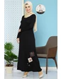 Needion - Eteği İşlemeli Likralı Tesettür Elbise Siyah tr S 