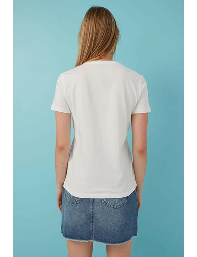 Needion - Fashion Friends Yazı Baskılı T-shirt Beyaz