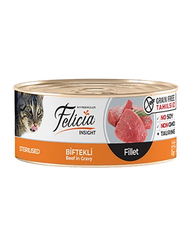 Needion - Felicia Tahılsız Sterilised Biftekli Fileto Kısırlaştırılmış Kedi Konservesi