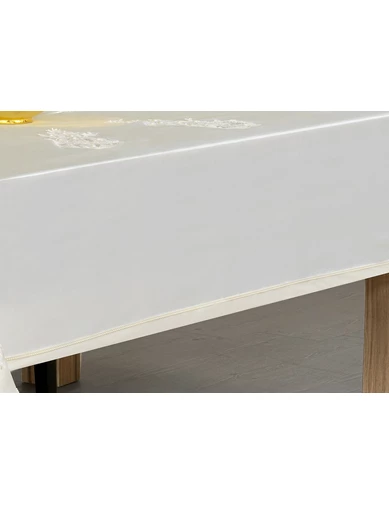 Needion - Finezza Anjelica İncili Güpürlü Monoray Kumaş Beyaz Masa Örtüsü 170x330cm - 1020