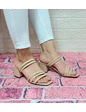 Needion - Fiyra 7010 Vizon Üç Bant Terlik Sandalet Bayan Topuklu Ayakkabı Vizon 37