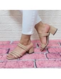 Needion - Fiyra 7010 Vizon Üç Bant Terlik Sandalet Bayan Topuklu Ayakkabı Vizon 37