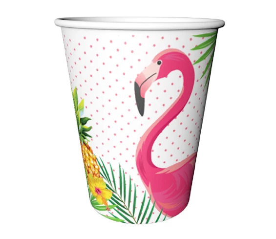 Needion - Flamingo Temalı Karton Bardak 8 Adet