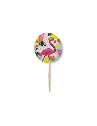 Needion - Flamingo Temalı Kürdanlı Sticker (20 Adet)