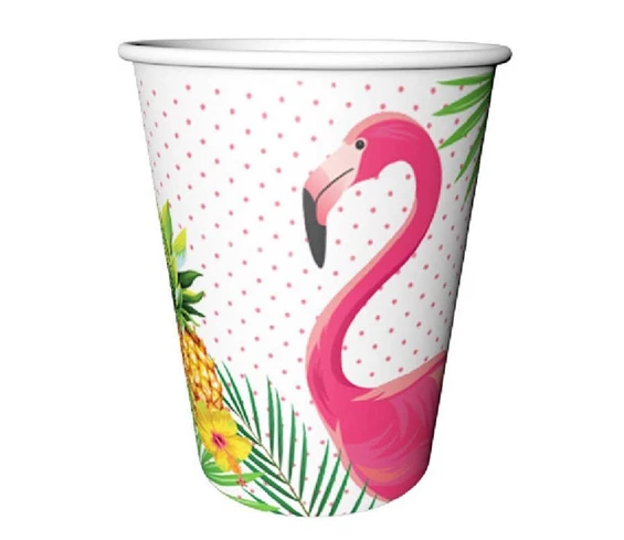 Needion - Flamingo Temalı Parti Bardağı Karton 8 Adet