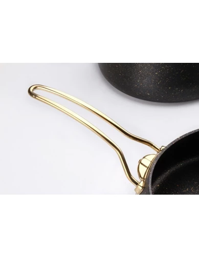 Needion - Fms 7 Parça Siyah Gold Granit Bakraç Tencere Seti G5015