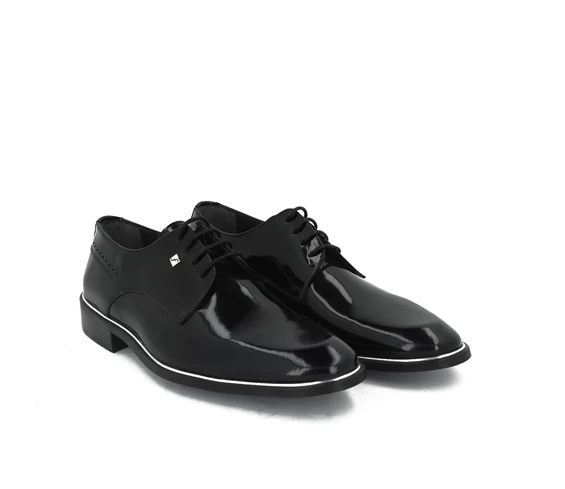 Needion - Fosco 8035 Rugan Deri Klasik Erkek Ayakkabı Siyah